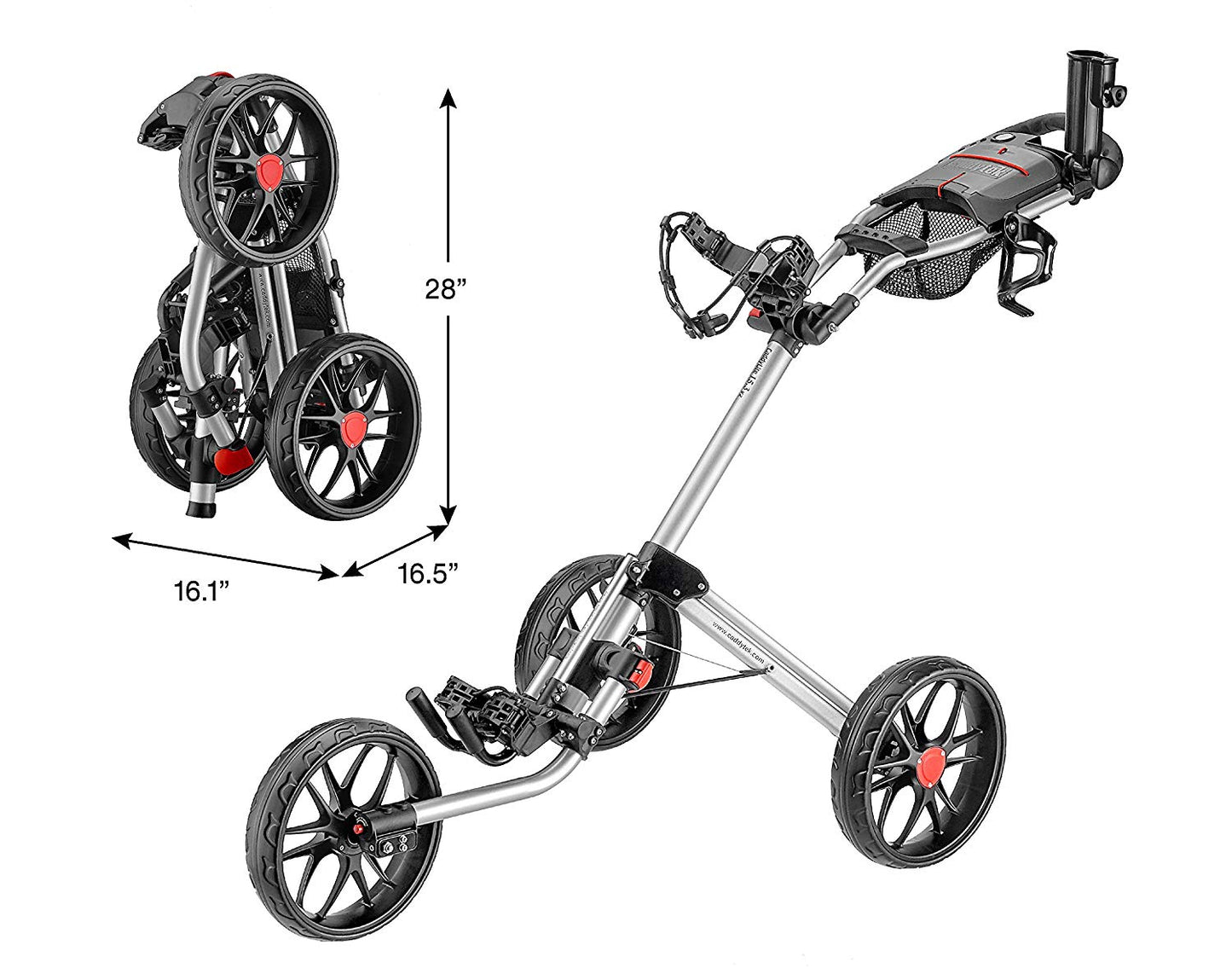 CaddyTek Caddylite 15.3 V2 - Deluxe Quad-Fold Golf Push Cart Version 2